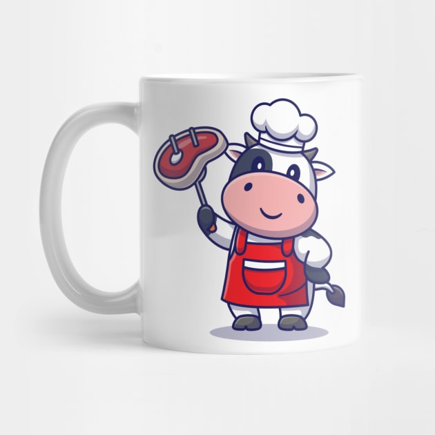 Cute Chef Cow Grill Meat by Catalyst Labs